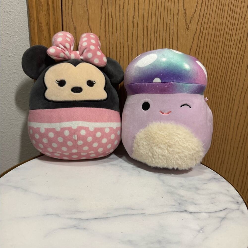 Squishmallows Black and Pink Minnie Mouse & Minya the Mushroom Stuffed Animals V
